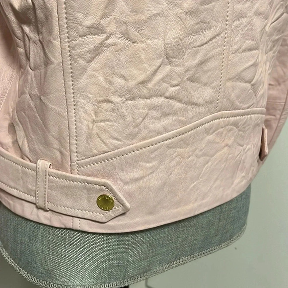 NWOT MICHAEL KORS Genuine Leather Pink Moto Jacket, Size L - Picture 7 of 16